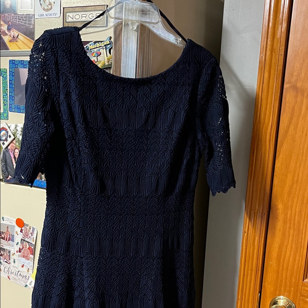 Eliza J Navy Lace Midi Dress